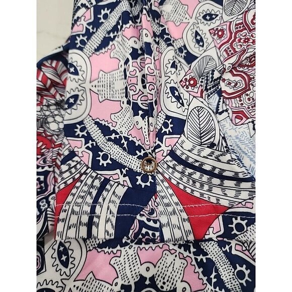 Sherosa Top 3/4 Sleeve Boho Multicolor Pleated NWT Women's Large - Picture 8 of 8